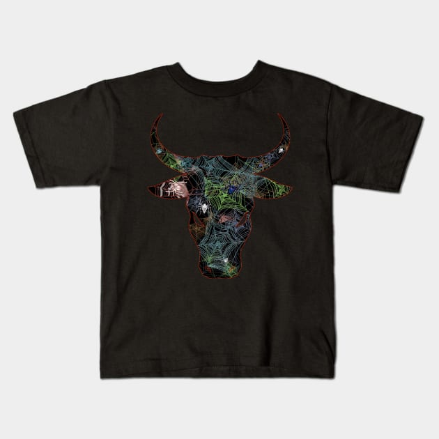 Web Head Bull v3.2 Kids T-Shirt by AJ Leibengeist